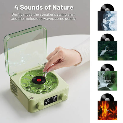 CalmVibe – Retro Turntable Bluetooth Speaker with RGB Projection & Relaxing Sound